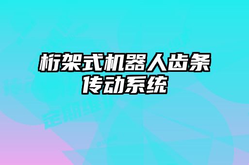 桁架式機器人齒條傳動系統