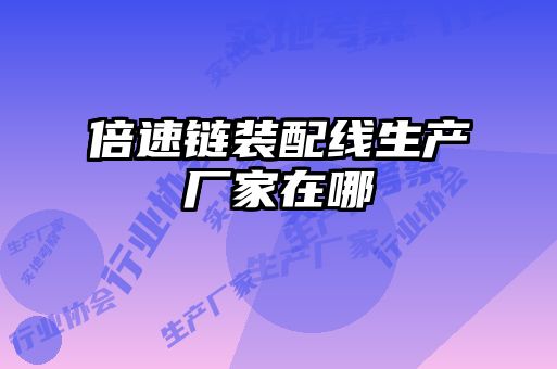 倍速鏈裝配線生產廠家在哪