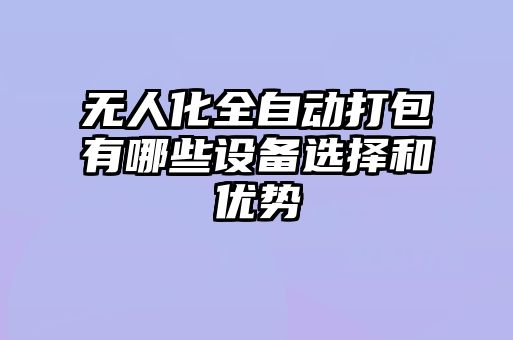 無人化全自動打包有哪些設備選擇和優勢