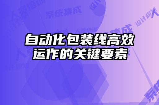 自動化包裝線高效運作的關鍵要素