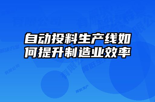自動投料生產線如何提升制造業效率