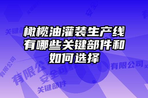 橄欖油灌裝生產線有哪些關鍵部件和如何選擇