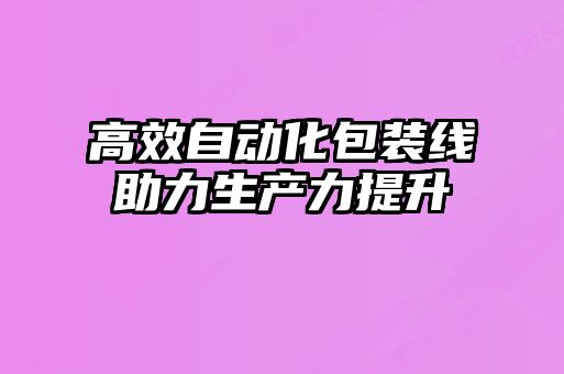 高效自動化包裝線助力生產力提升