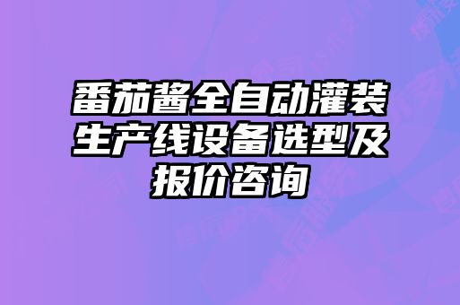 番茄醬全自動灌裝生產線設備選型及報價咨詢