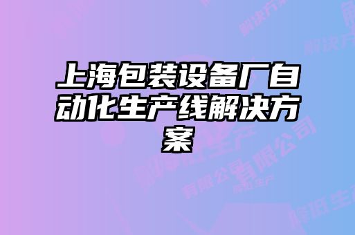 上海包裝設備廠自動化生產線解決方案