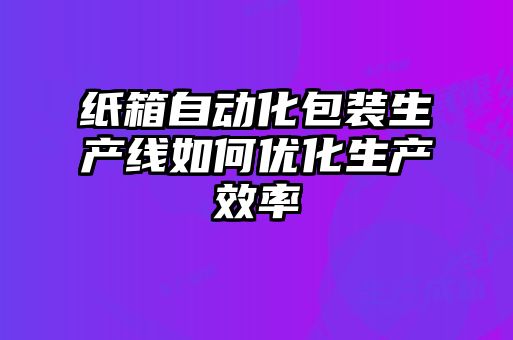 紙箱自動化包裝生產線如何優化生產效率