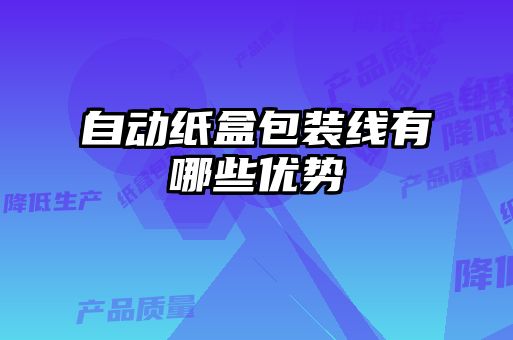 自動紙盒包裝線有哪些優勢