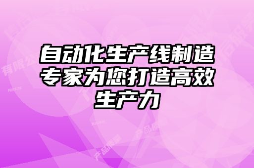 自動化生產線制造專家為您打造高效生產力
